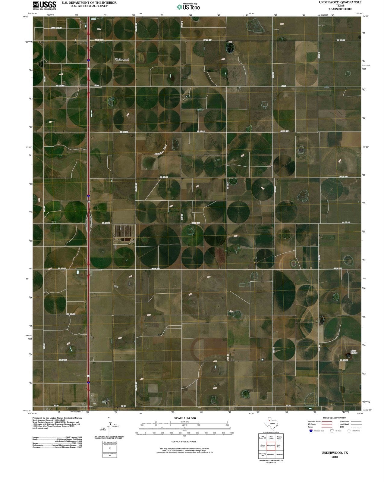 2010 Underwood, TX - Texas - USGS Topographic Map