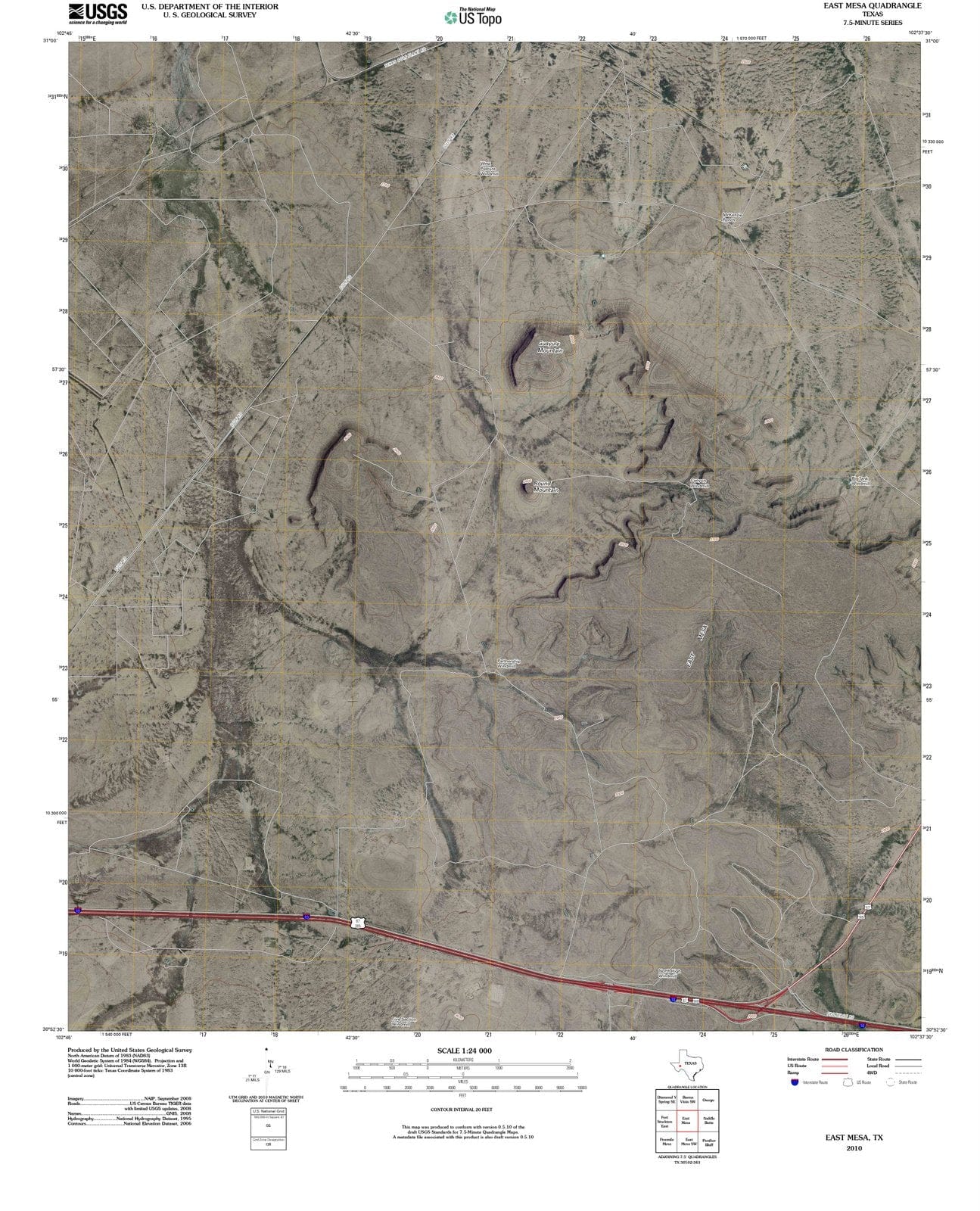 2010 East Mesa, TX - Texas - USGS Topographic Map