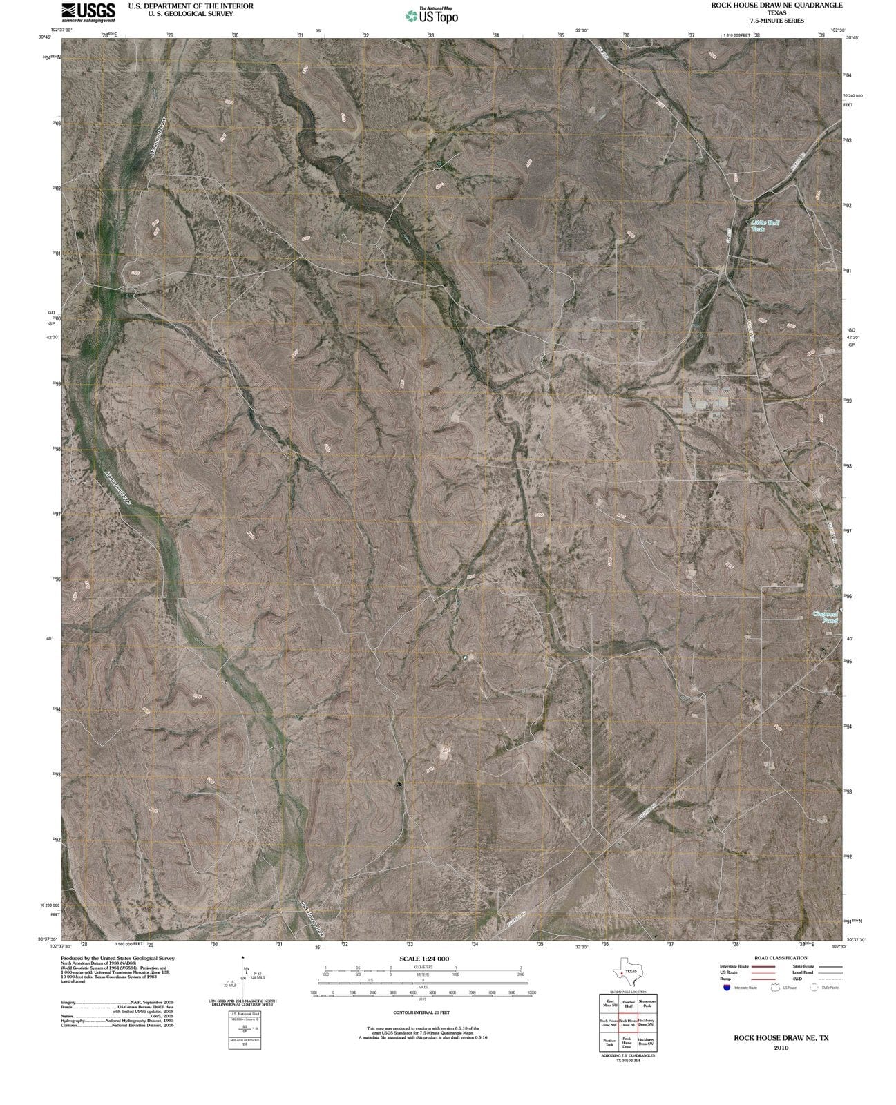 2010 Rock Houseraw, TX - Texas - USGS Topographic Map
