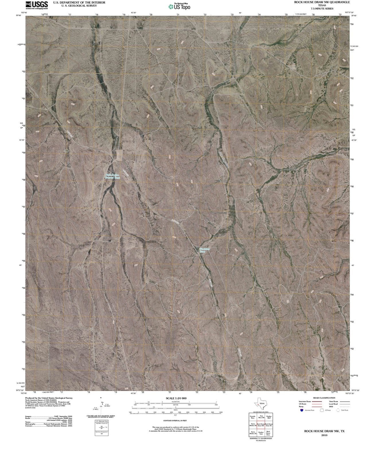 2010 Rock Houseraw, TX - Texas - USGS Topographic Map