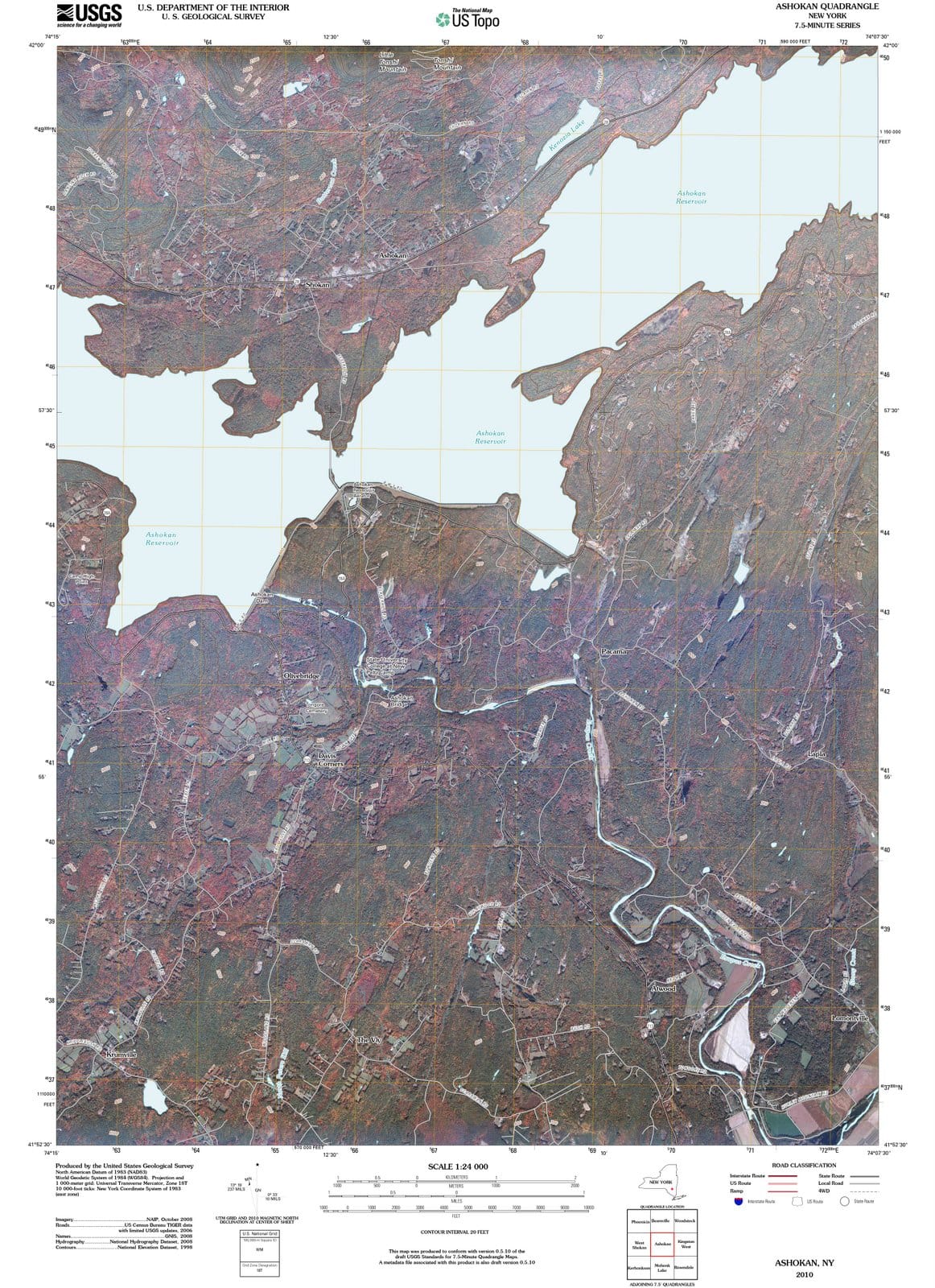 2010 Ashokan, NY - New York - USGS Topographic Map