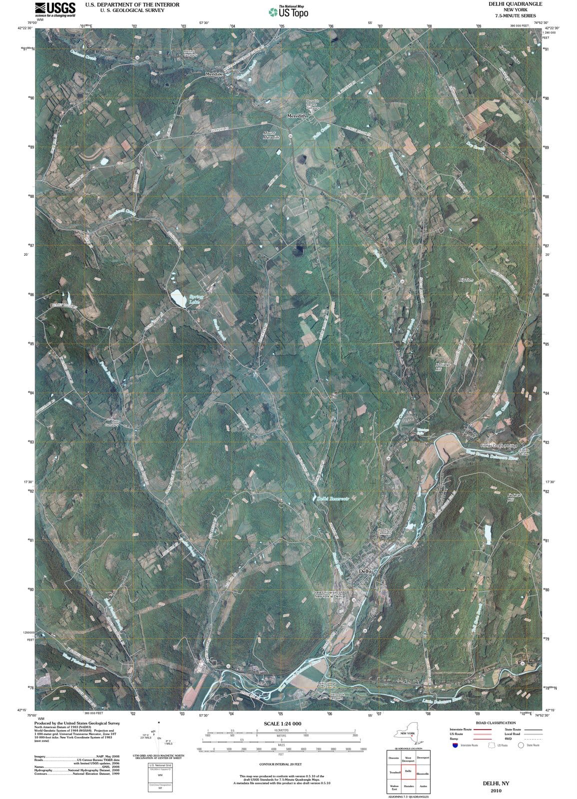 2010 Delhi, NY - New York - USGS Topographic Map