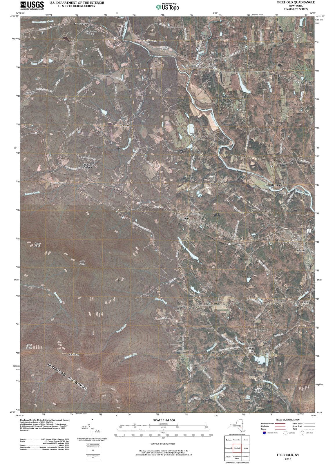 2010 Freehold, NY - New York - USGS Topographic Map