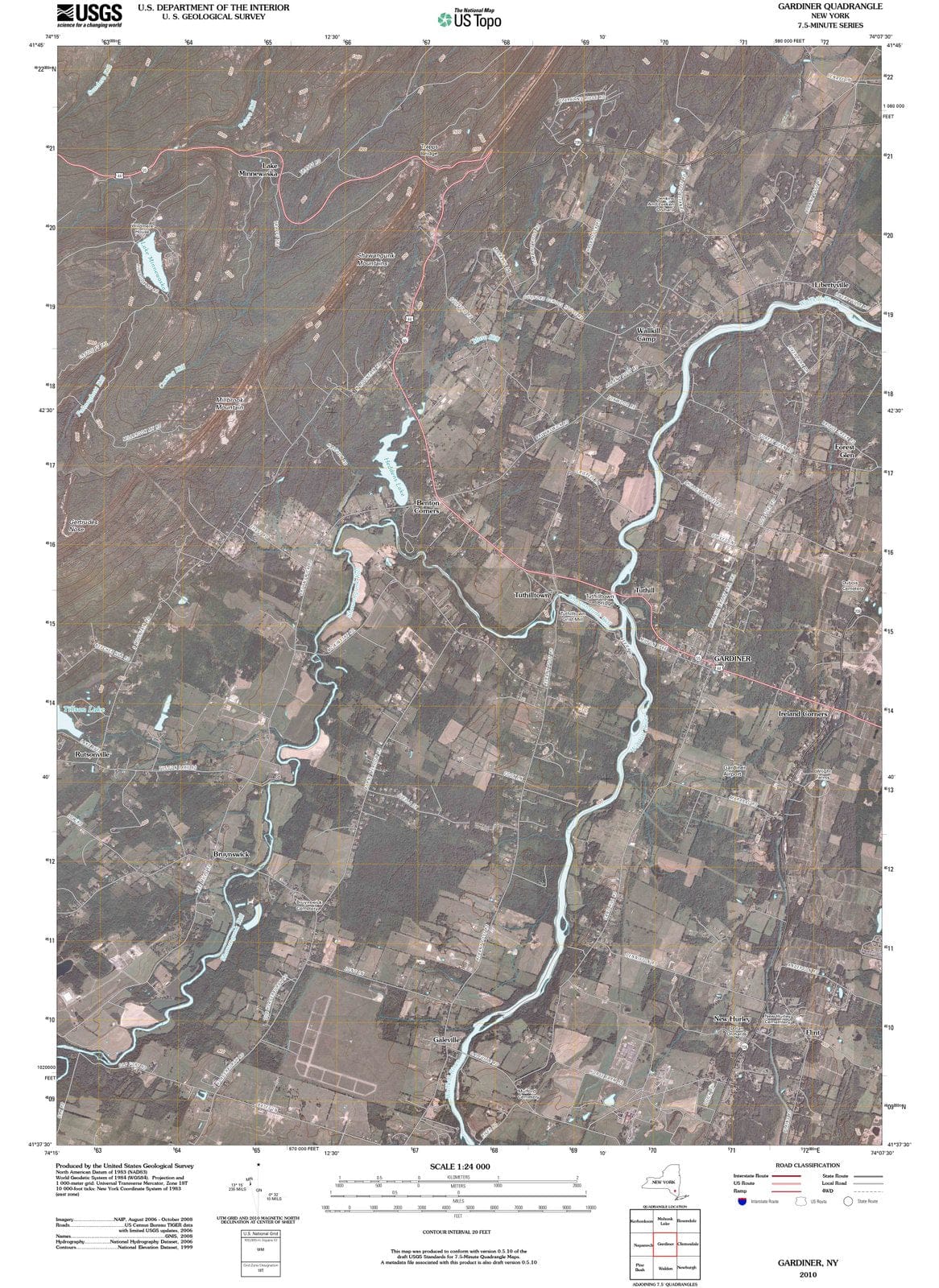 2010 Gardiner, NY - New York - USGS Topographic Map