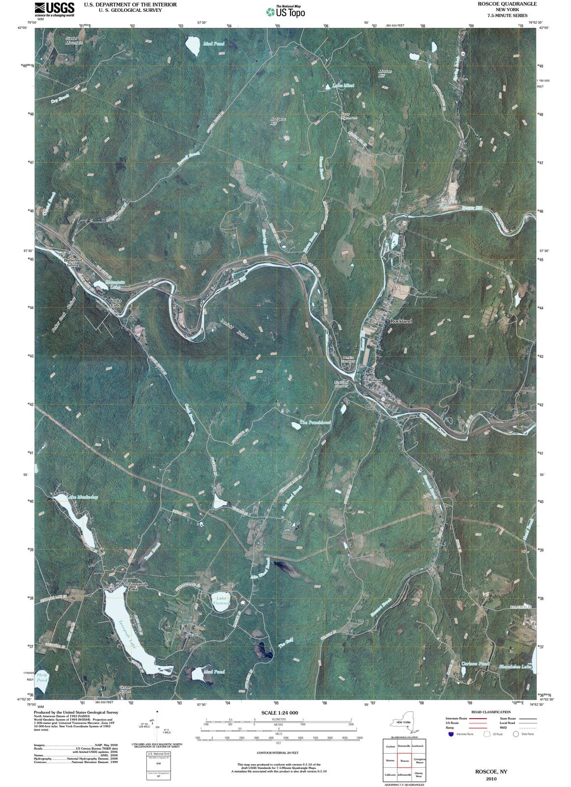 2010 Roscoe, NY - New York - USGS Topographic Map