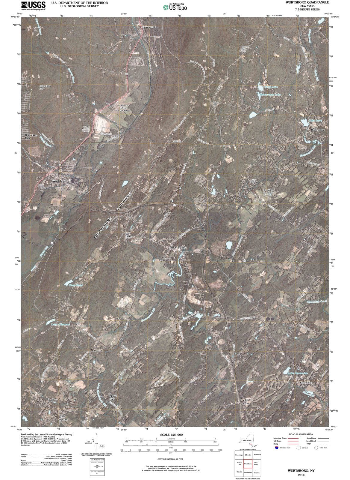 2010 Wurtsboro, NY - New York - USGS Topographic Map
