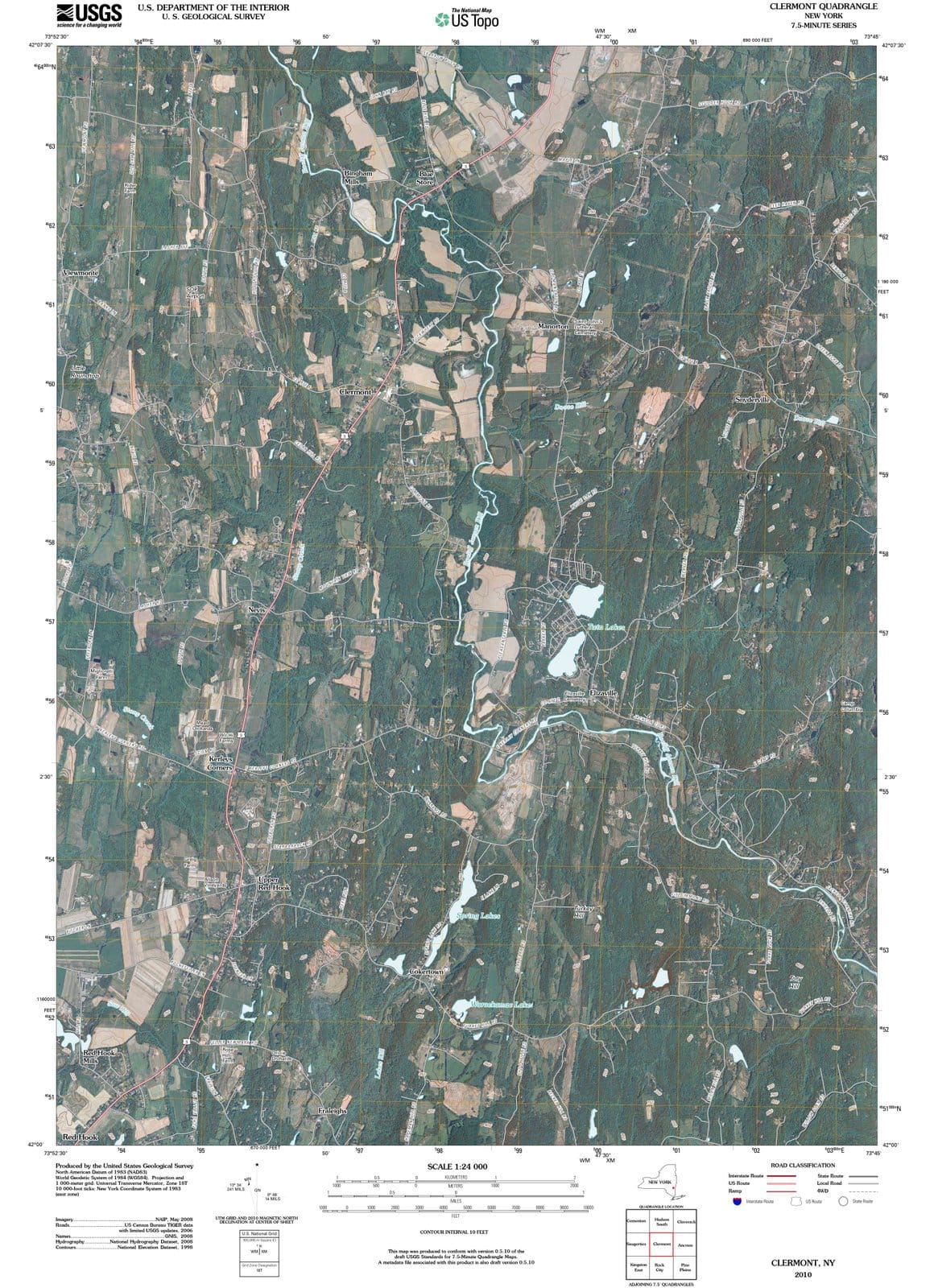 2010 Clermont, NY - New York - USGS Topographic Map