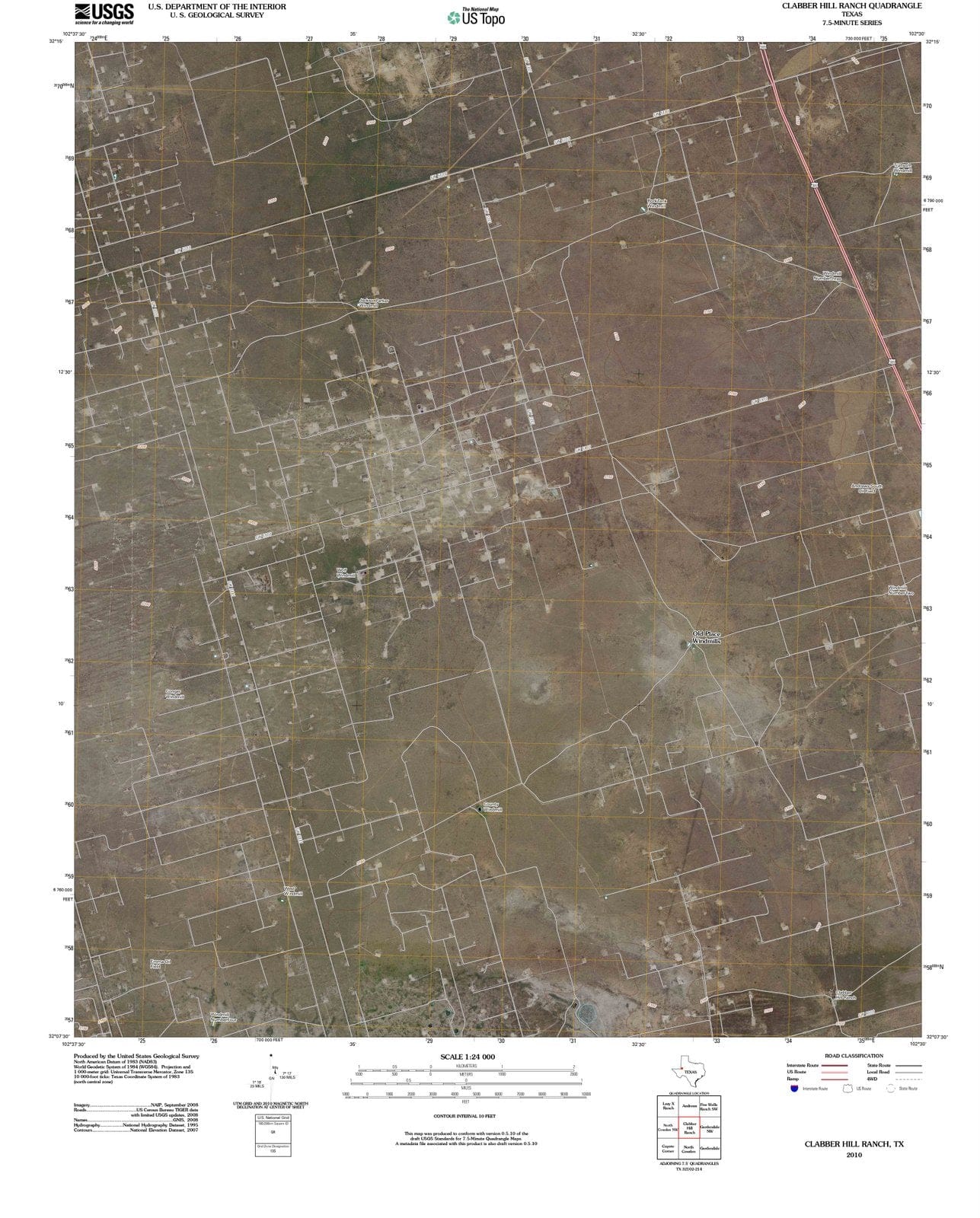 2010 Clabber Hill Ranch, TX - Texas - USGS Topographic Map