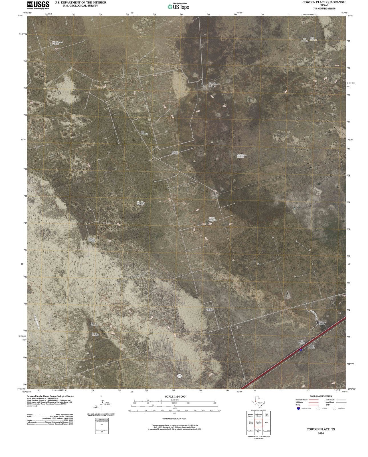 2010 Cowden Place, TX - Texas - USGS Topographic Map
