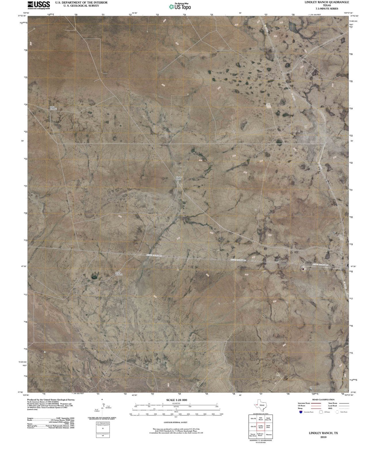 2010 Lindley Ranch, TX - Texas - USGS Topographic Map