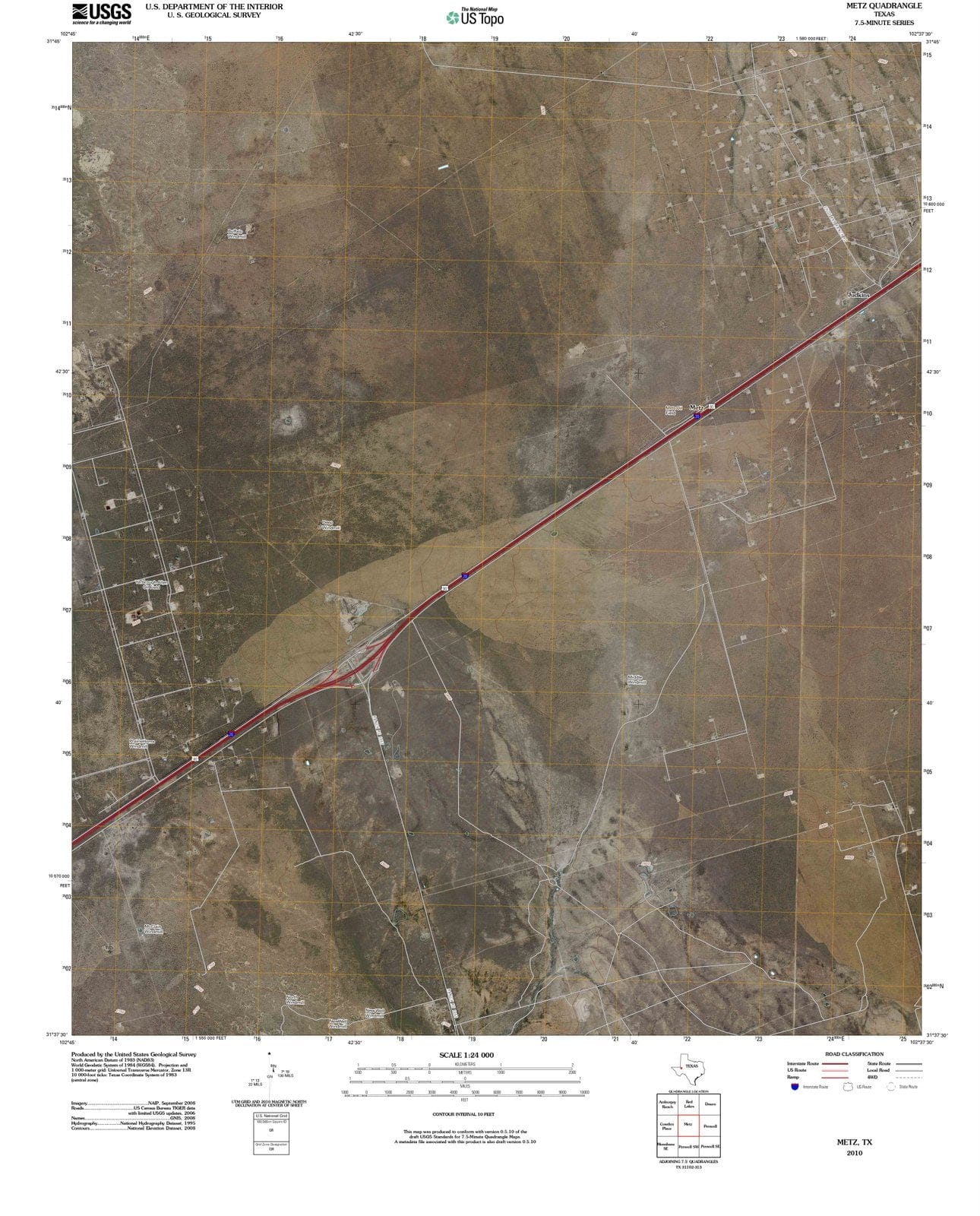 2010 Metz, TX - Texas - USGS Topographic Map