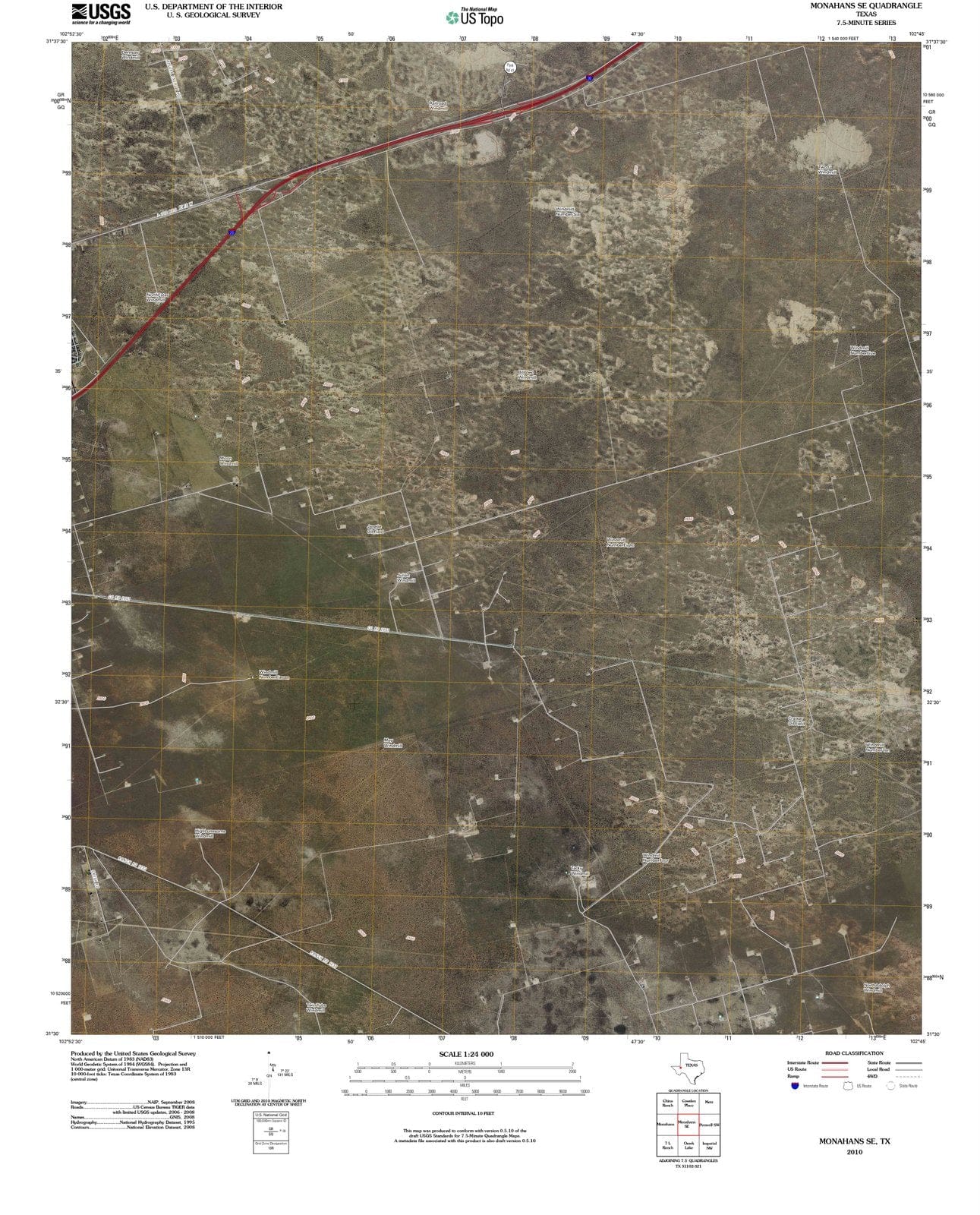 2010 Monahans, TX - Texas - USGS Topographic Map