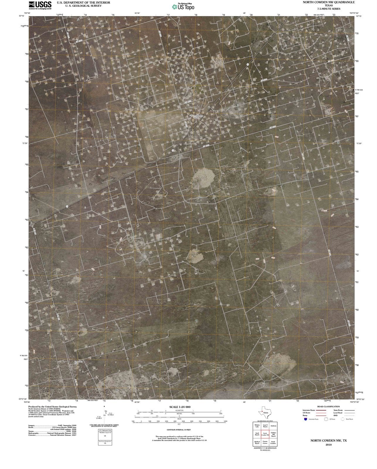 2010 North Cowden, TX - Texas - USGS Topographic Map