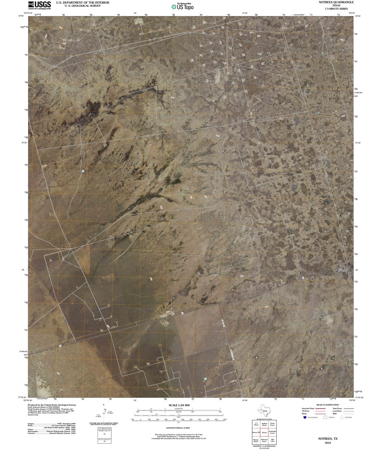 2010 Notrees, TX - Texas - USGS Topographic Map