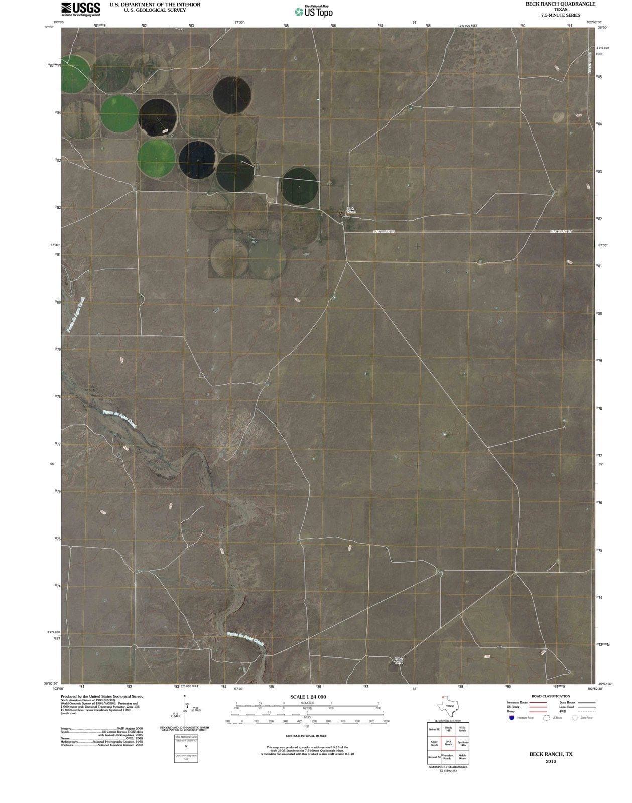 2010 Beck Ranch, TX - Texas - USGS Topographic Map