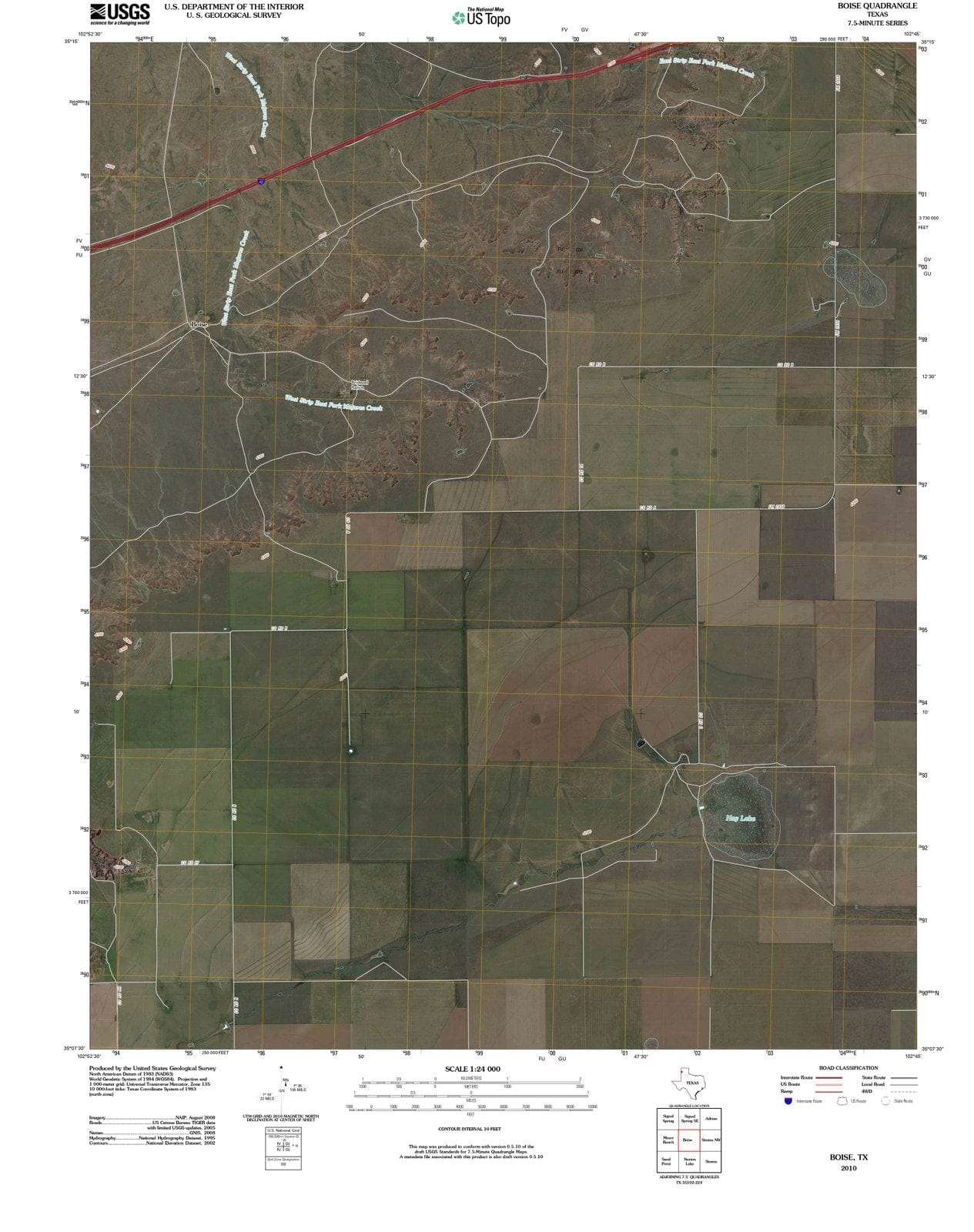 2010 Boise, TX - Texas - USGS Topographic Map