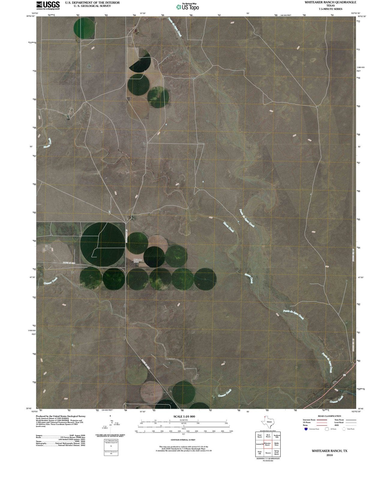2010 Whiteaker Ranch, TX - Texas - USGS Topographic Map