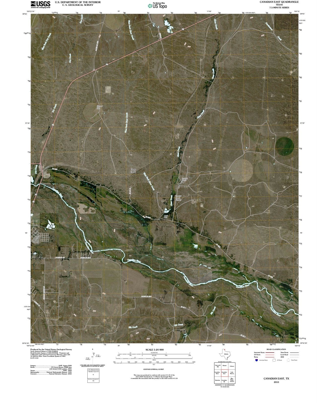 2010 Canadian East, TX - Texas - USGS Topographic Map