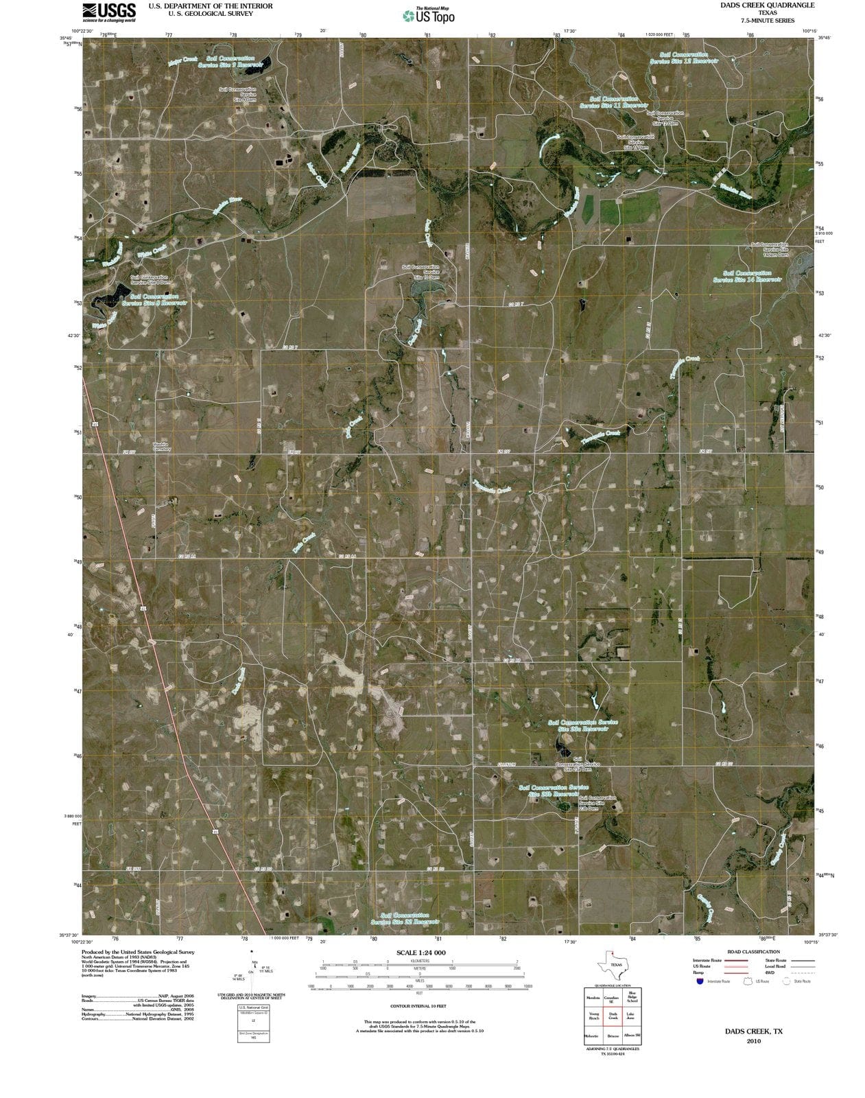 2010 Dads Creek, TX - Texas - USGS Topographic Map