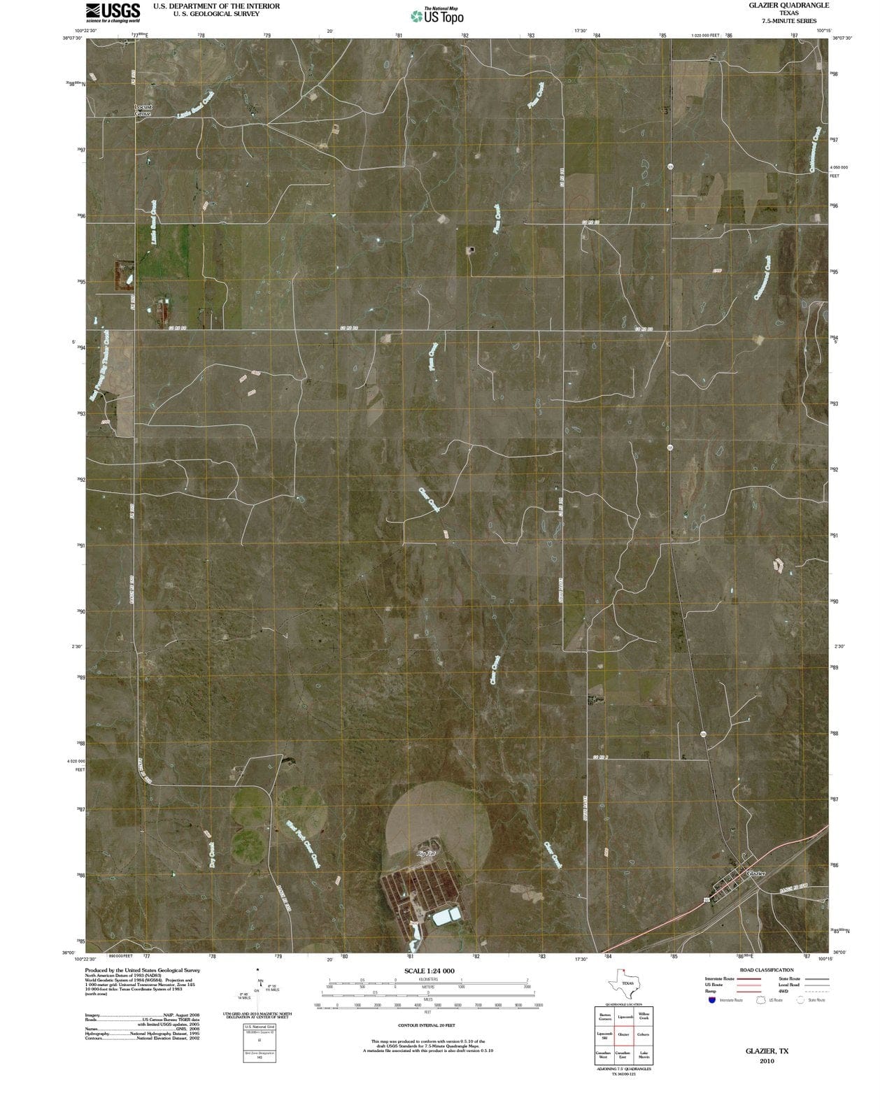 2010 Glazier, TX - Texas - USGS Topographic Map