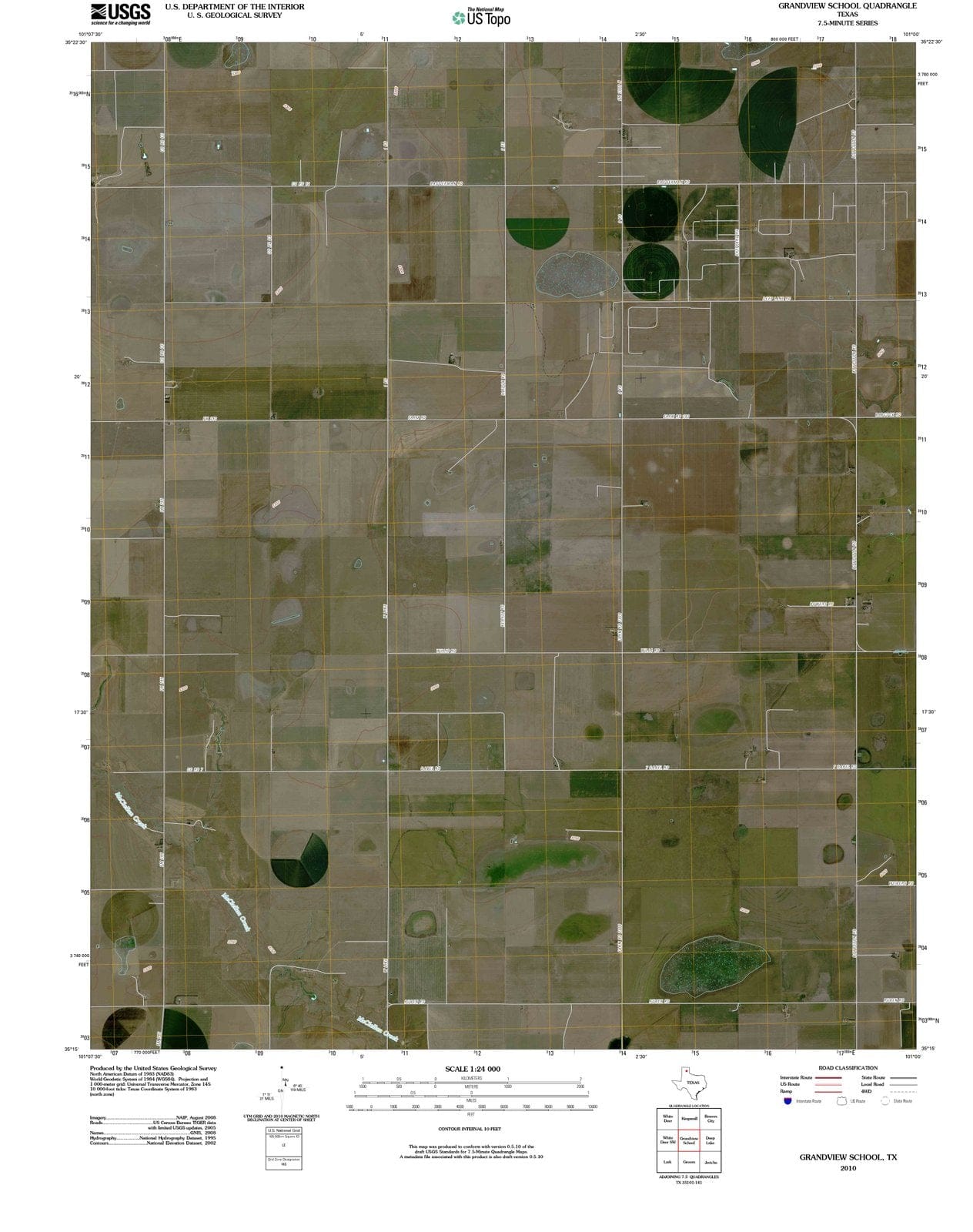 2010 Grandview School, TX - Texas - USGS Topographic Map