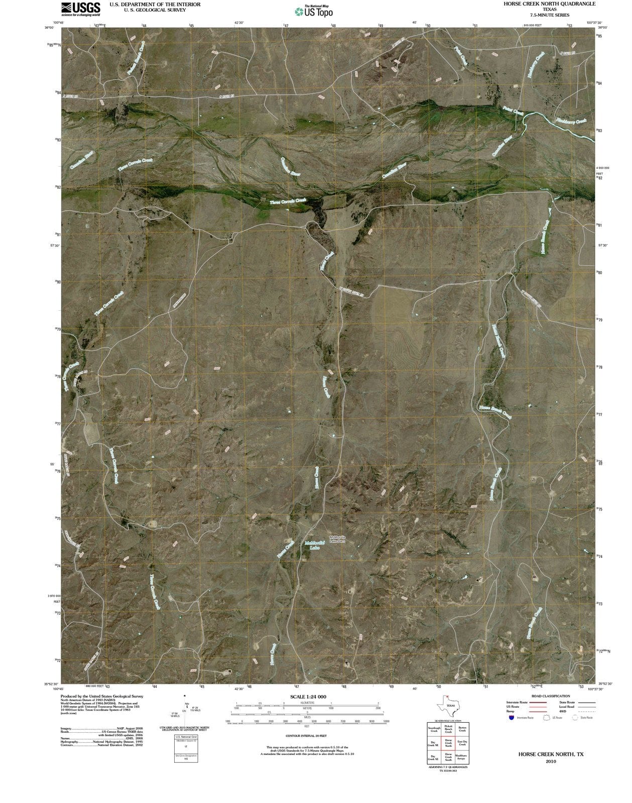 2010 Horse Creek North, TX - Texas - USGS Topographic Map