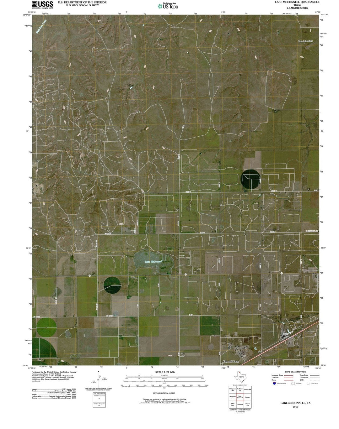 2010 Lake McConnell, TX - Texas - USGS Topographic Map