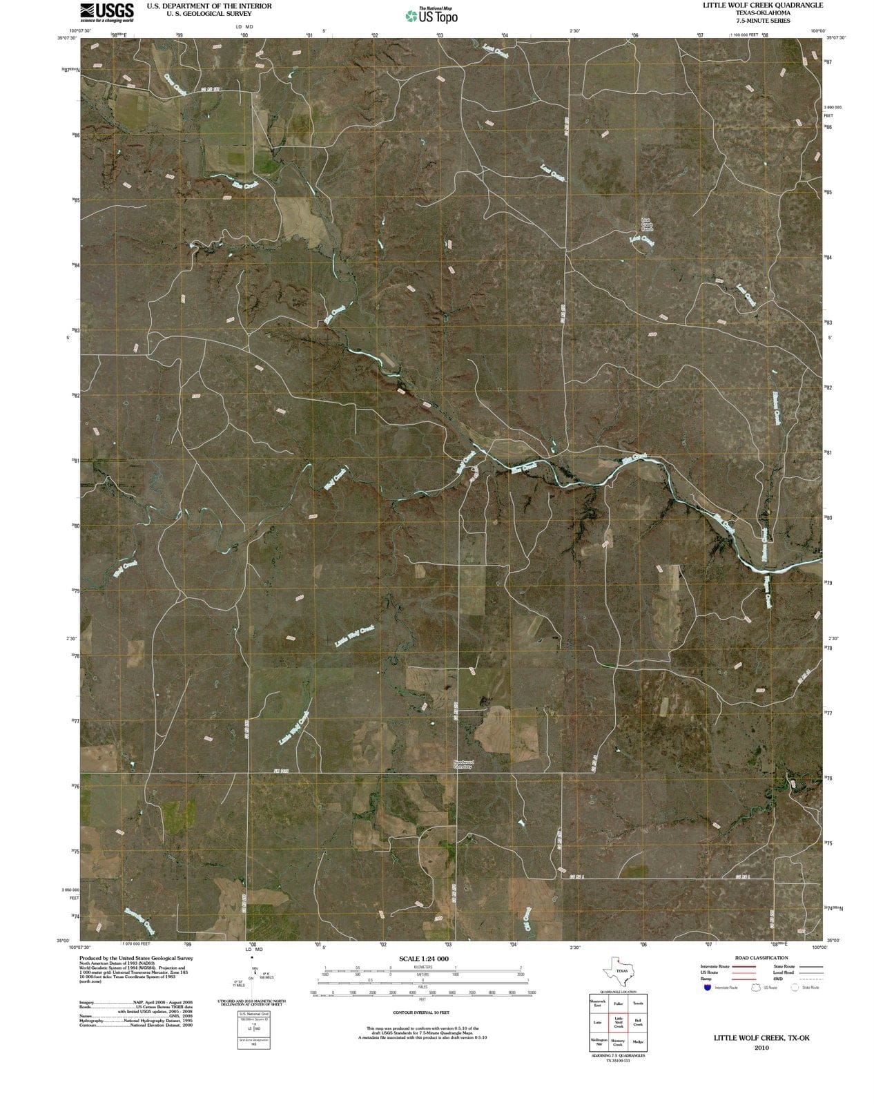 2010 Little Wolf Creek, TX - Texas - USGS Topographic Map