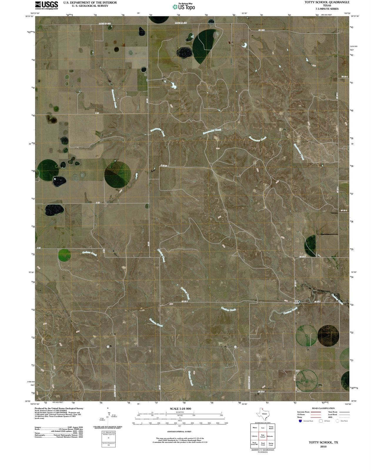 2010 Totty School, TX - Texas - USGS Topographic Map