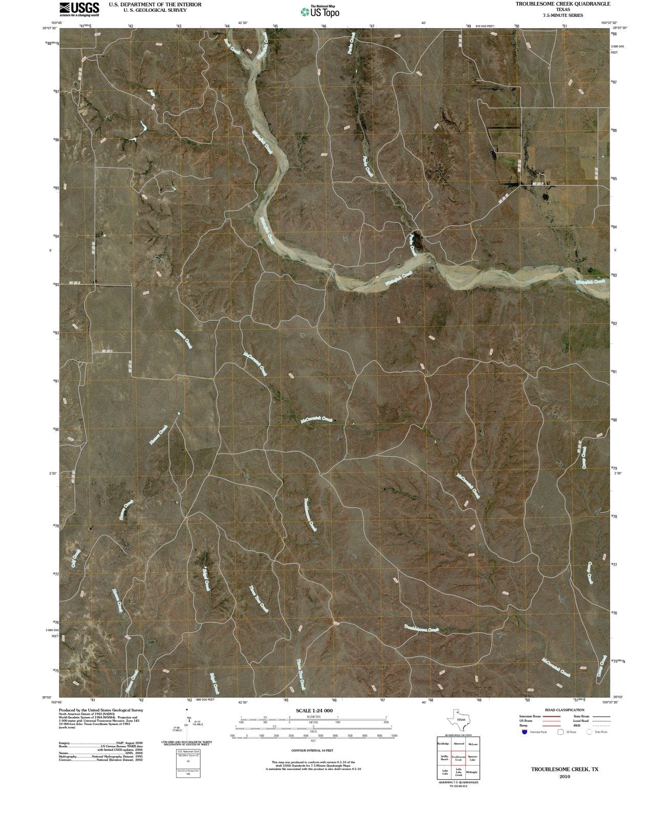 2010 Troublesome Creek, TX - Texas - USGS Topographic Map