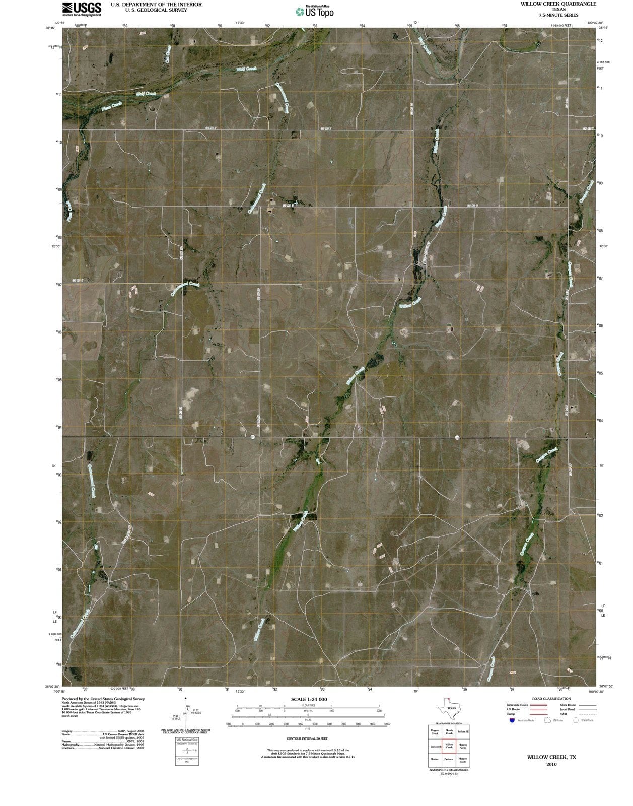 2010 Willow Creek, TX - Texas - USGS Topographic Map