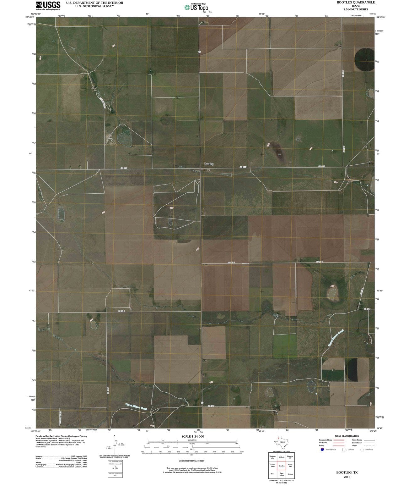 2010 Bootleg, TX - Texas - USGS Topographic Map