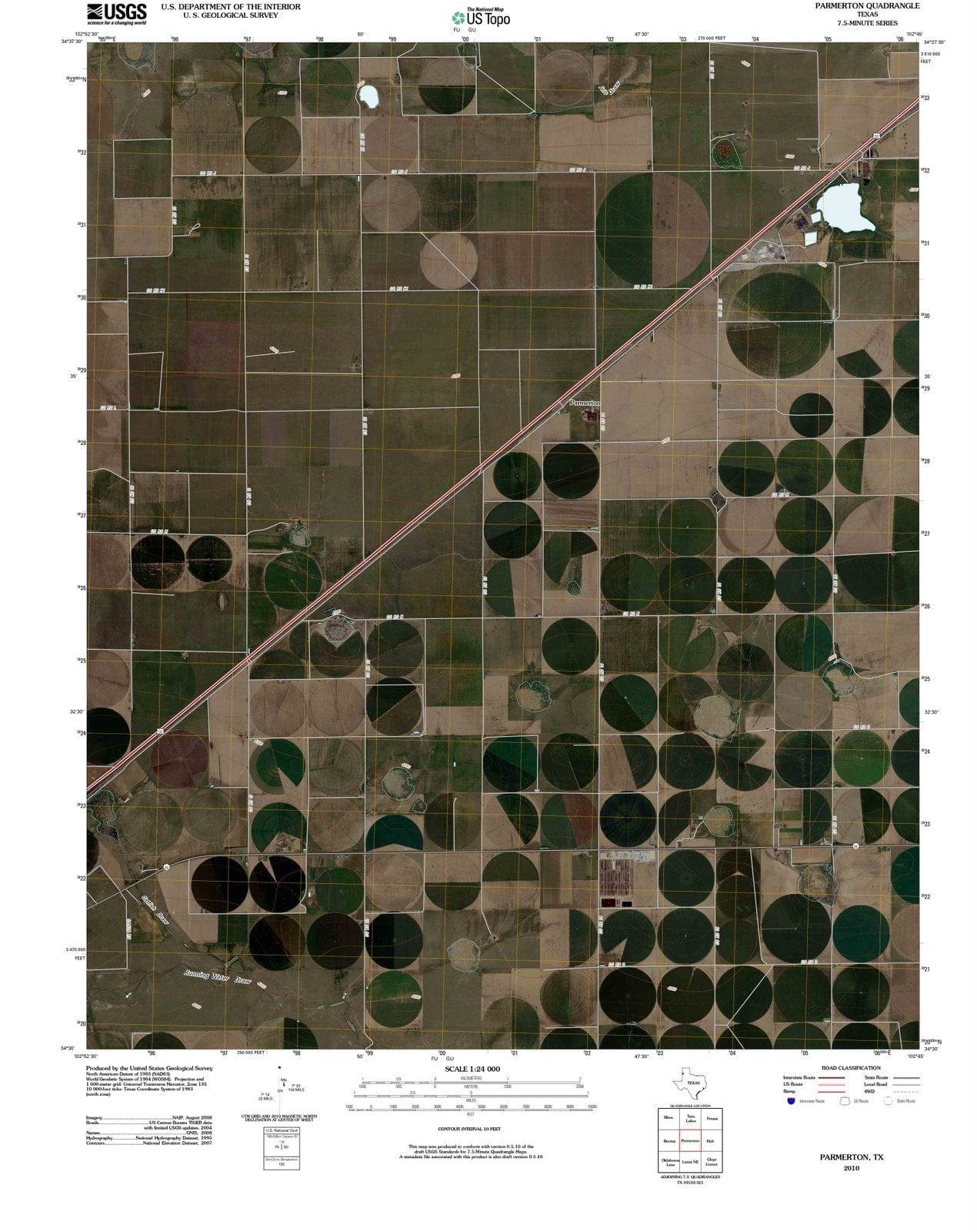 2010 Parmerton, TX - Texas - USGS Topographic Map