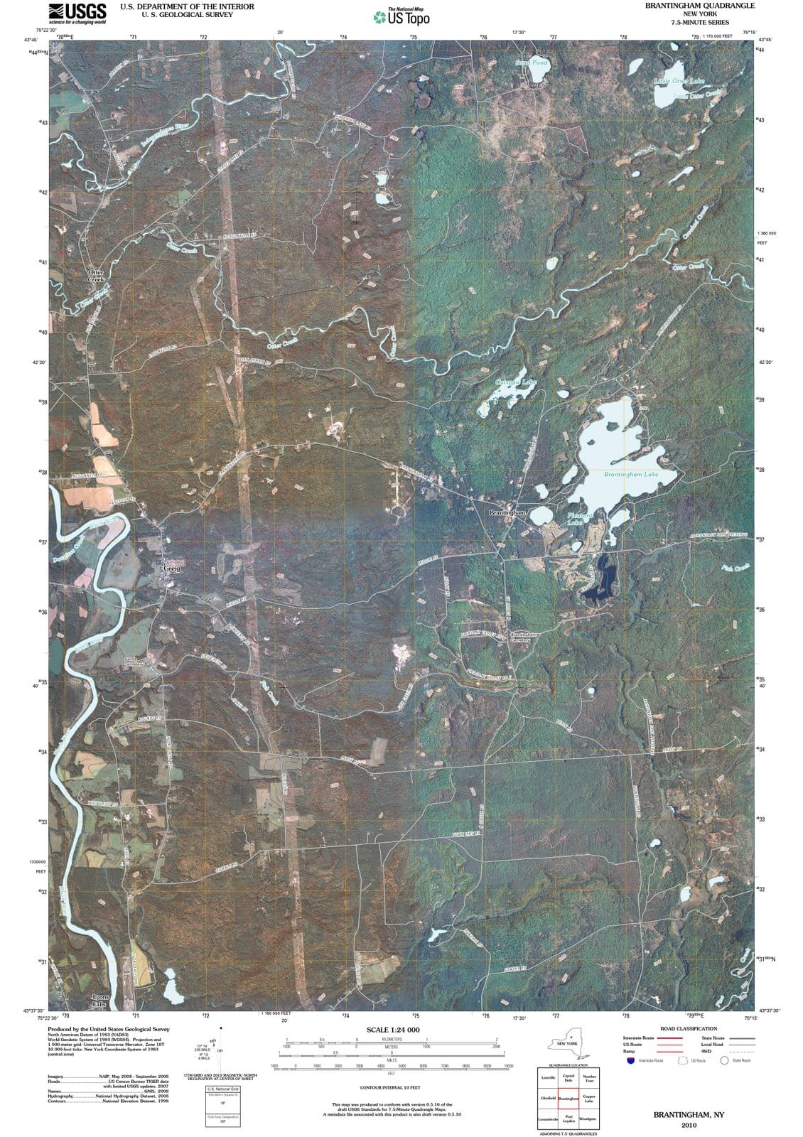 2010 Brantingham, NY - New York - USGS Topographic Map