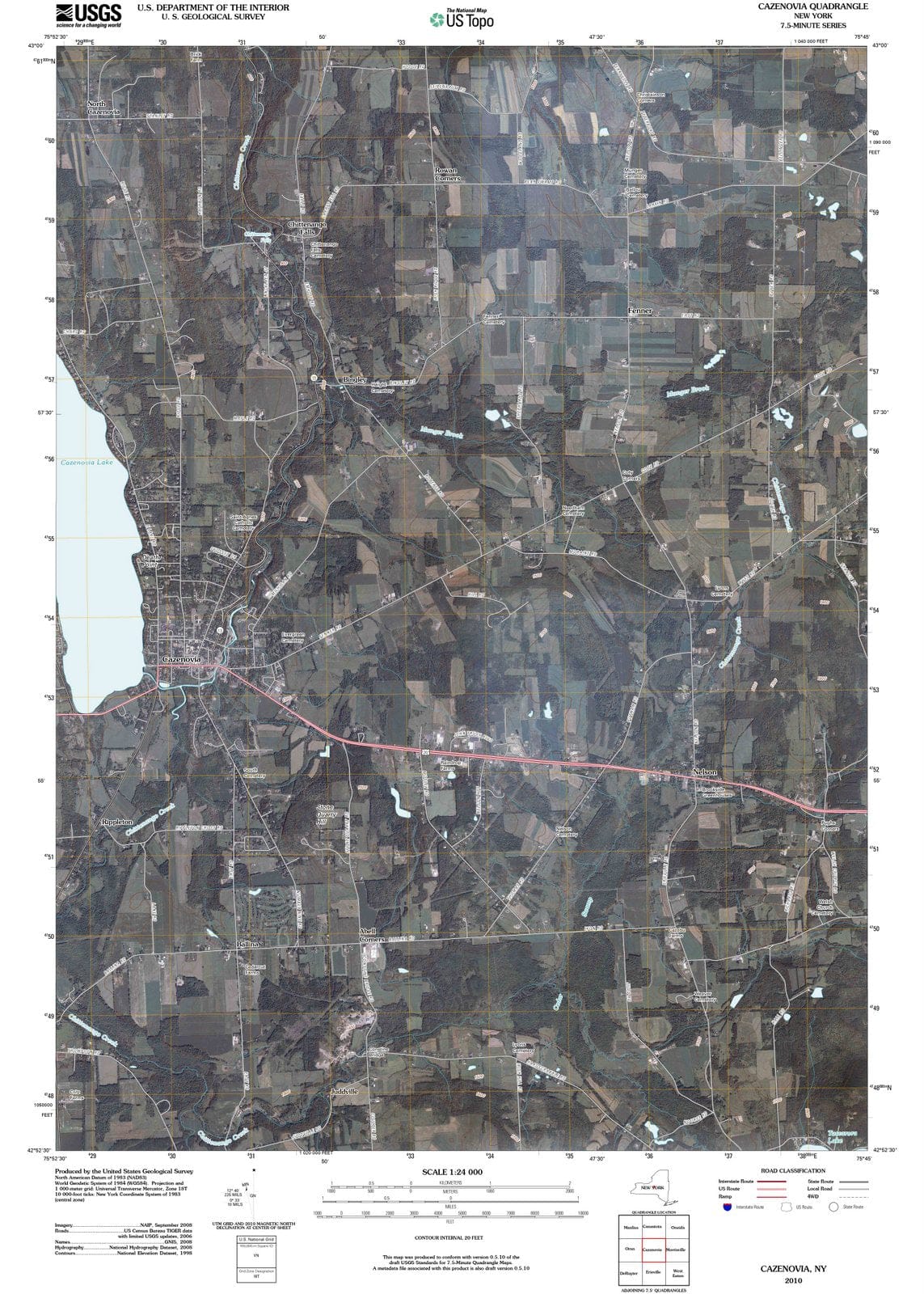 2010 Cazenovia, NY - New York - USGS Topographic Map