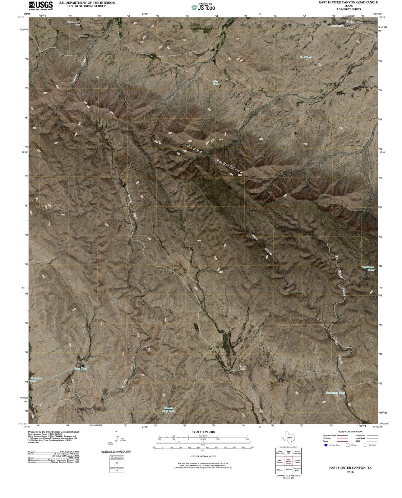 2010 East Hunter Canyon, TX - Texas - USGS Topographic Map