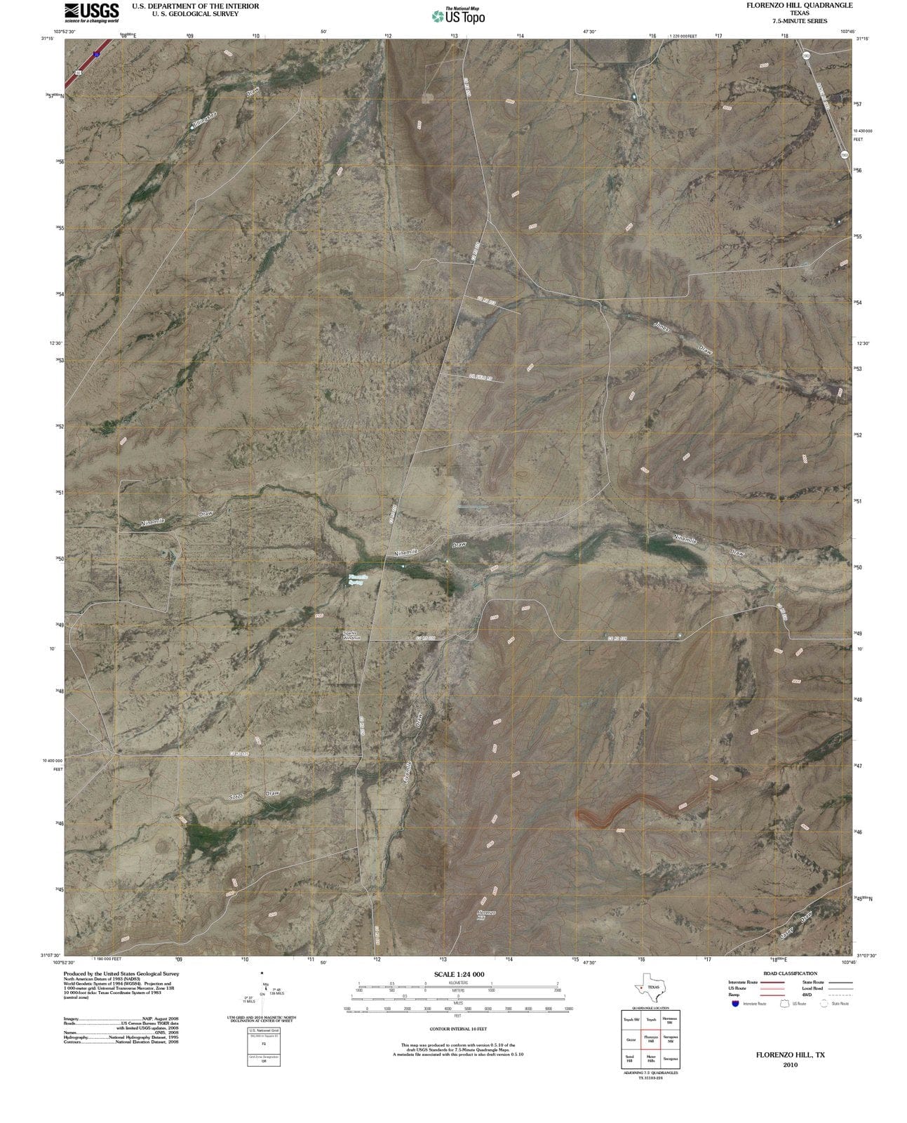 2010 Florenzo Hill, TX - Texas - USGS Topographic Map