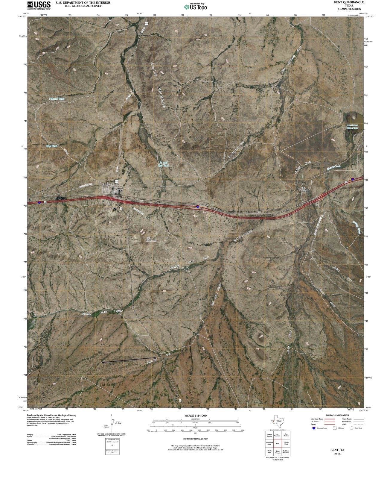 2010 Kent, TX - Texas - USGS Topographic Map