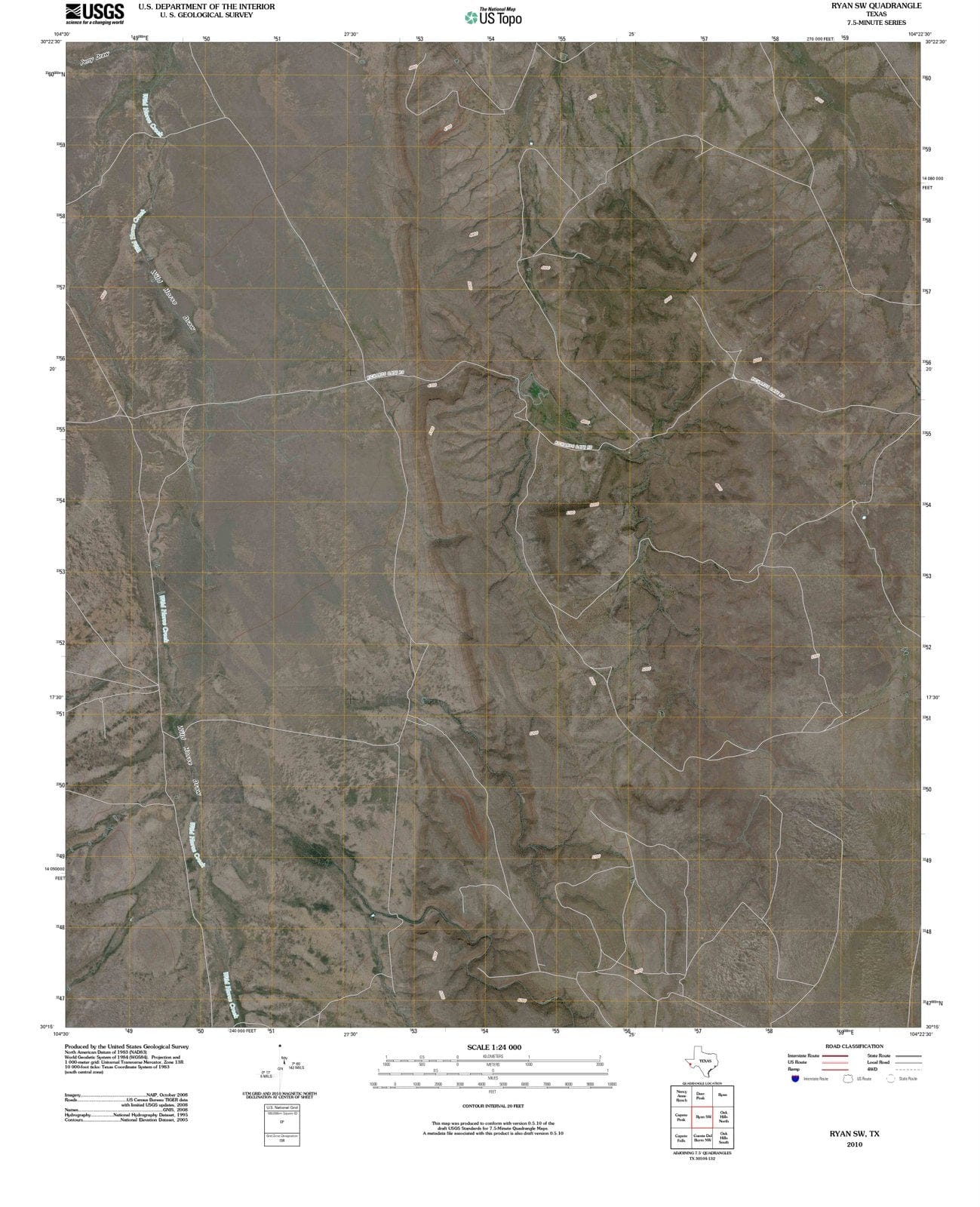 2010 Ryan, TX - Texas - USGS Topographic Map