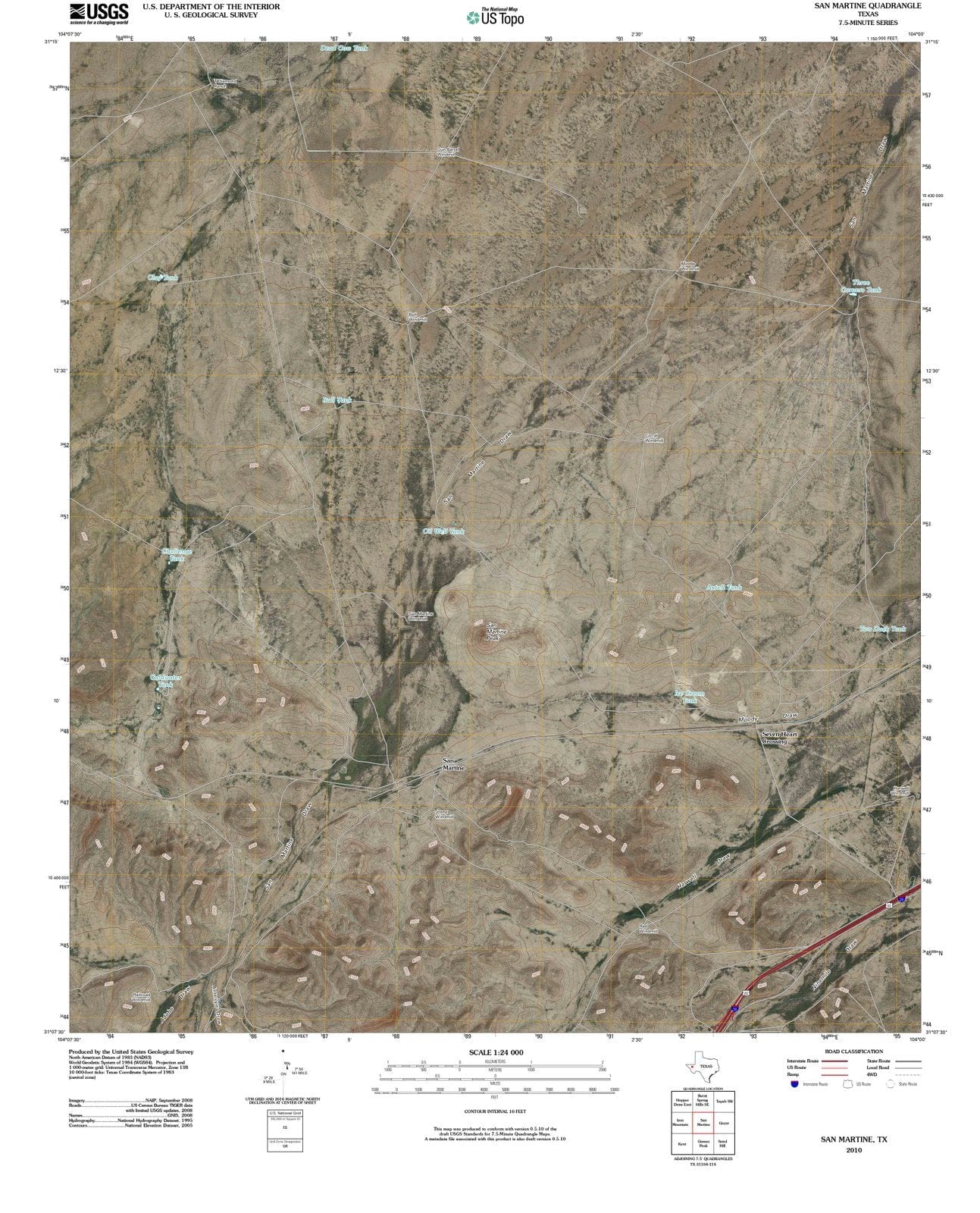 2010 San Martine, TX - Texas - USGS Topographic Map