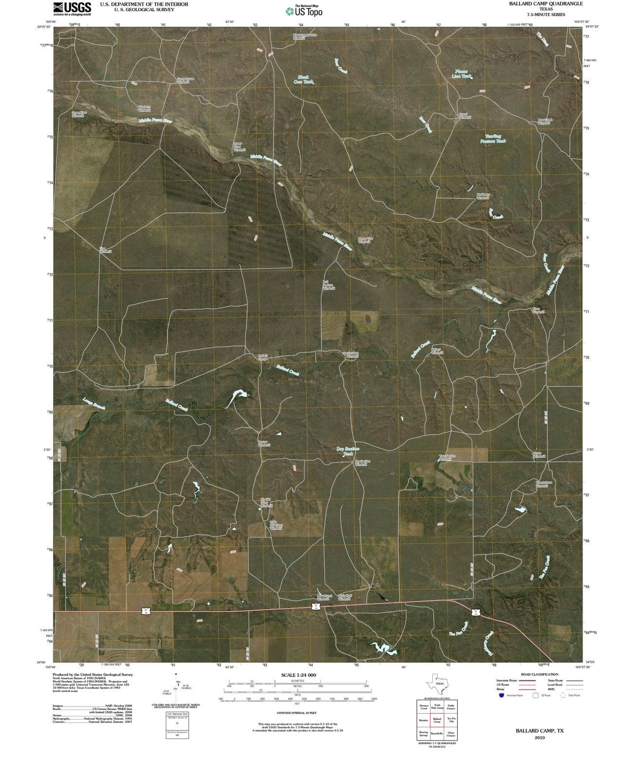 2010 Ballard Camp, TX - Texas - USGS Topographic Map