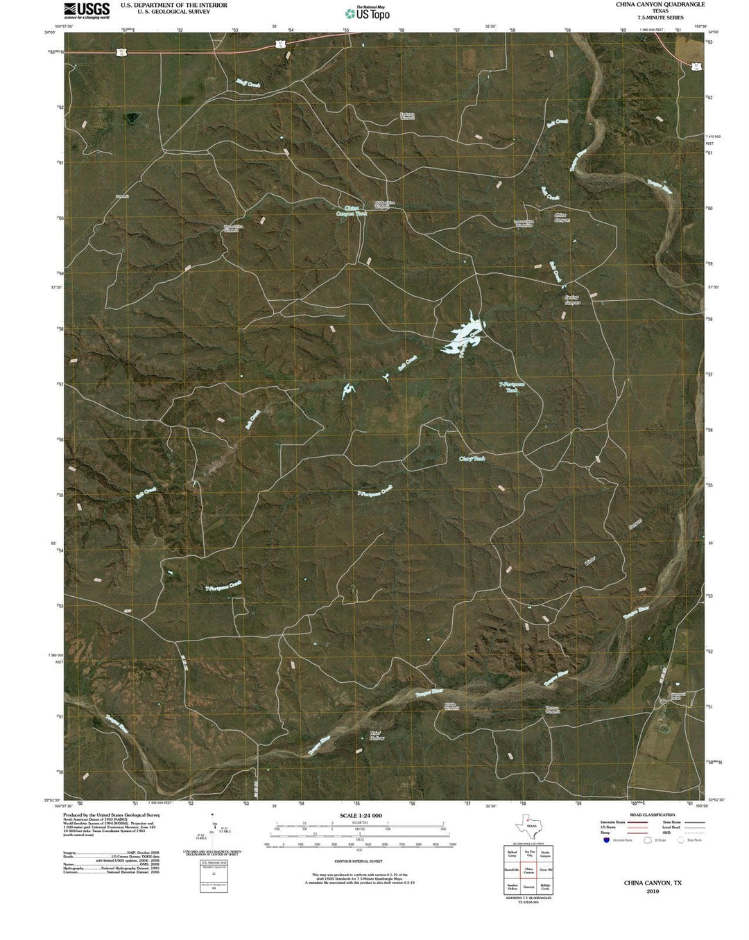2010 China Canyon, TX - Texas - USGS Topographic Map