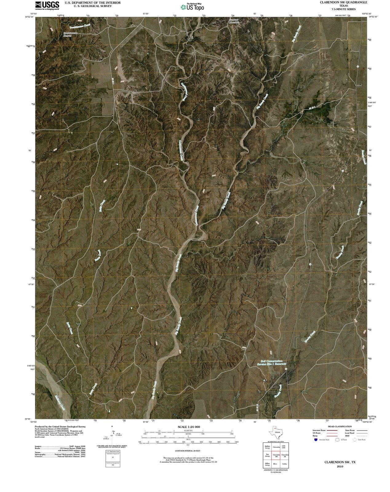 2010 Clarendon, TX - Texas - USGS Topographic Map