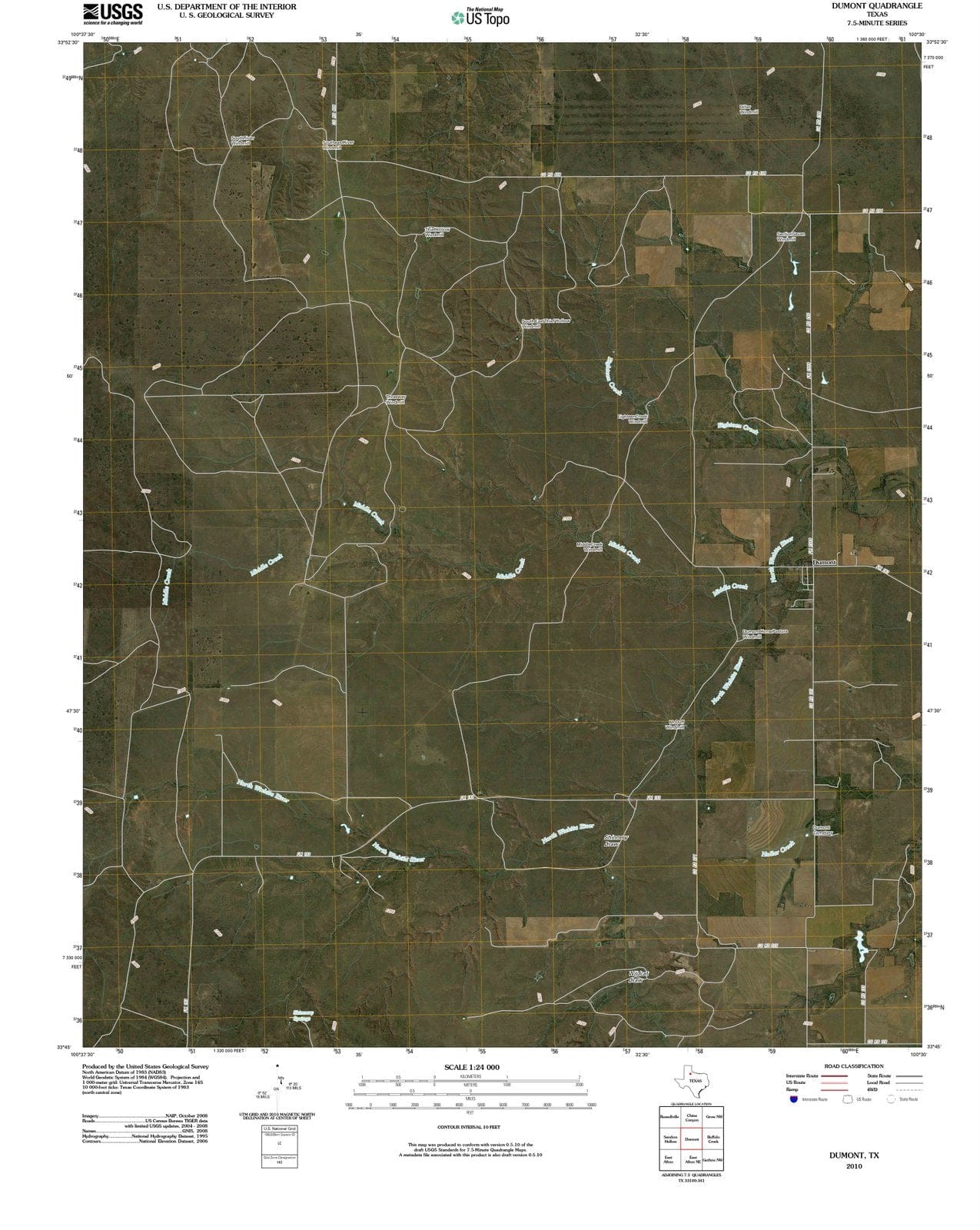 2010 Dumont, TX - Texas - USGS Topographic Map
