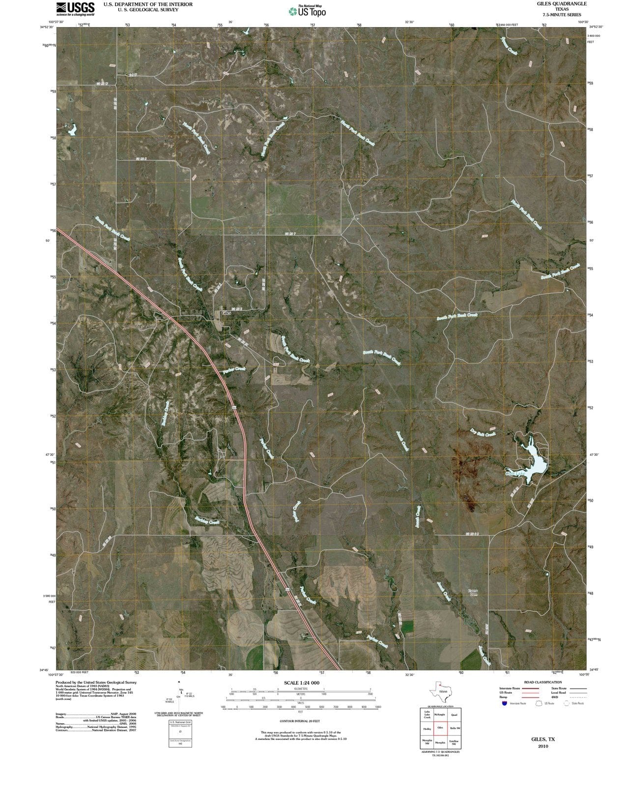 2010 Giles, TX - Texas - USGS Topographic Map