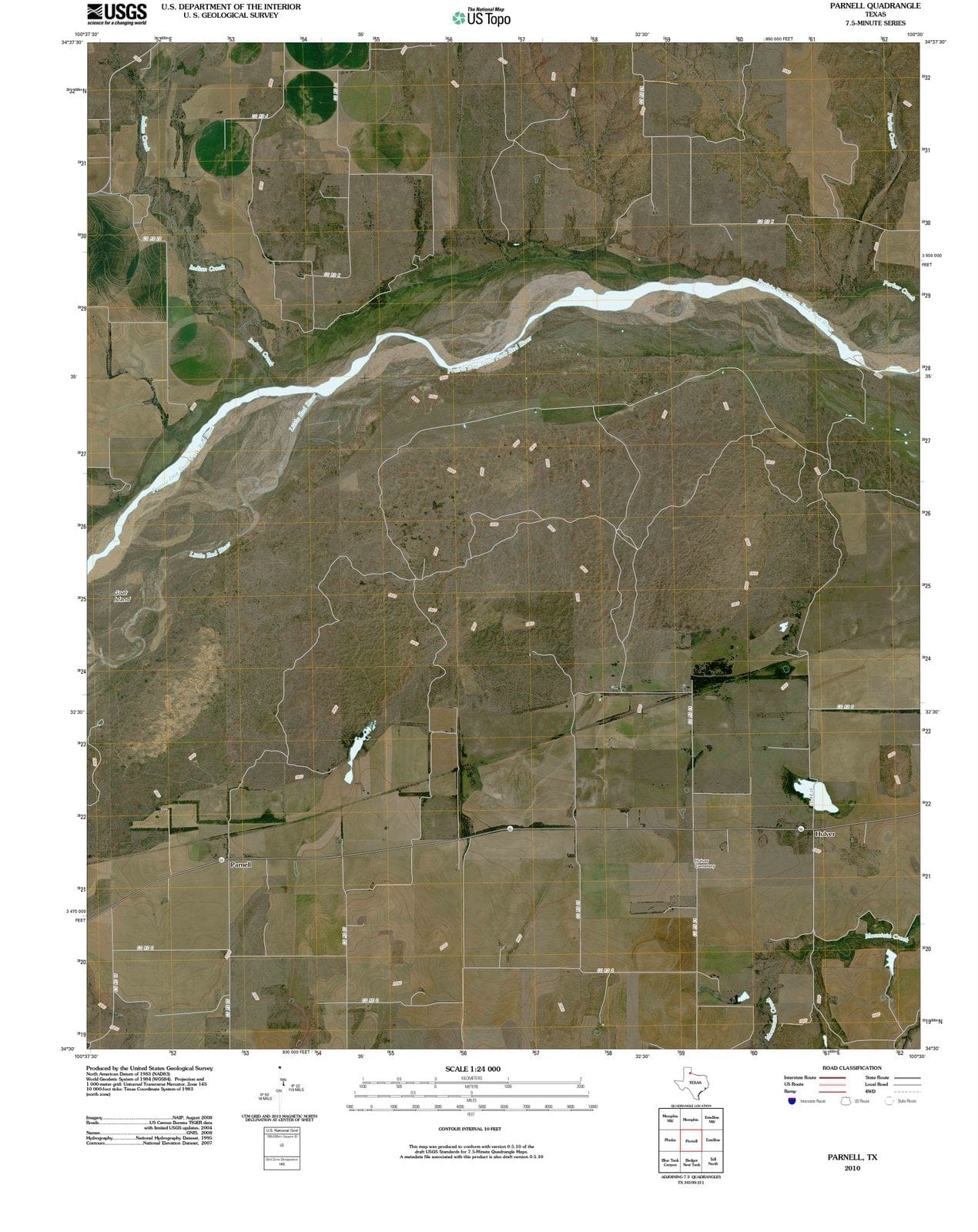 2010 Parnell, TX - Texas - USGS Topographic Map