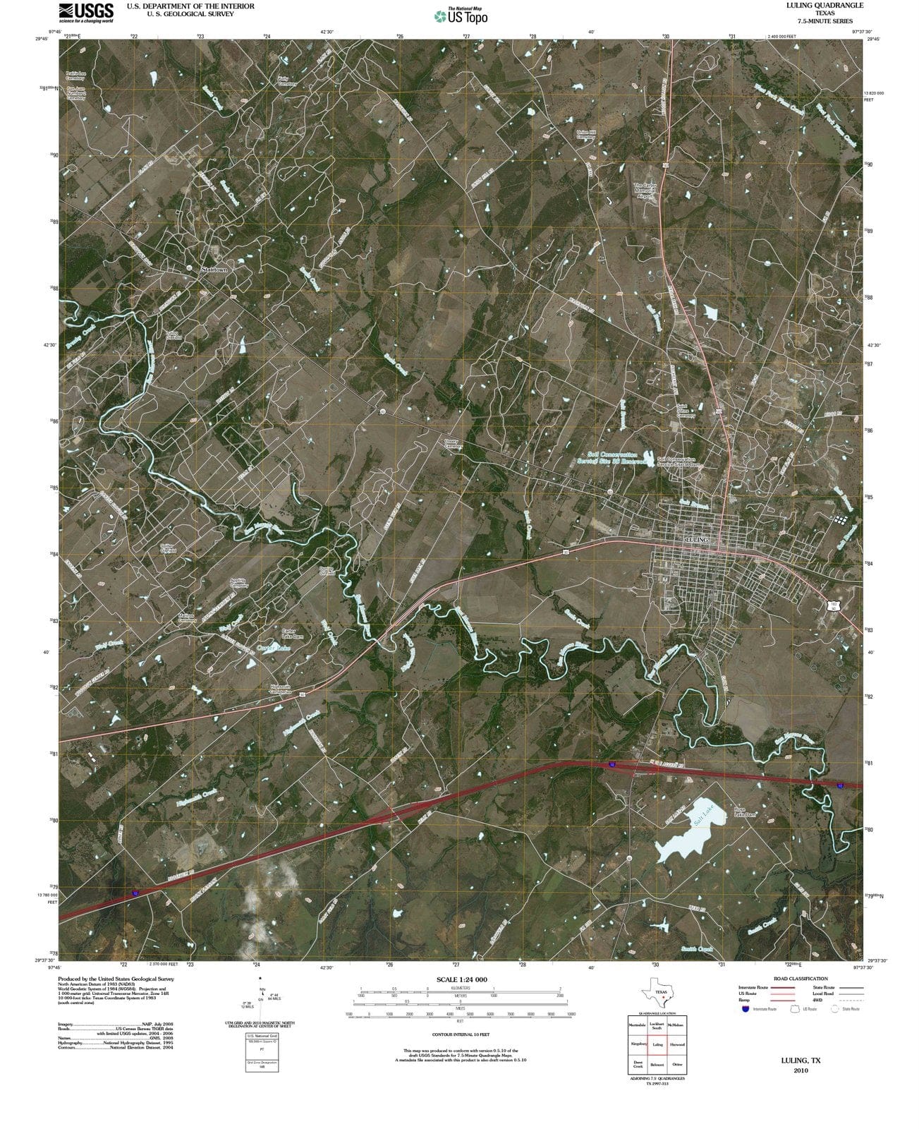2010 Luling, TX - Texas - USGS Topographic Map