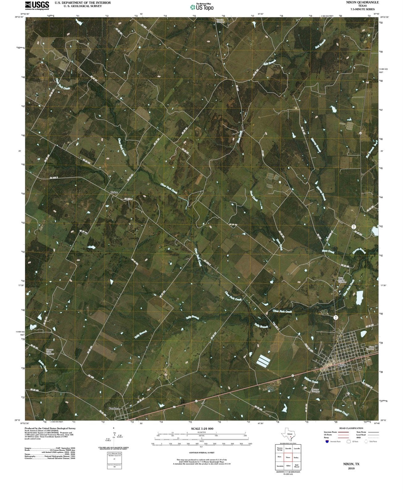 2010 Nixon, TX - Texas - USGS Topographic Map
