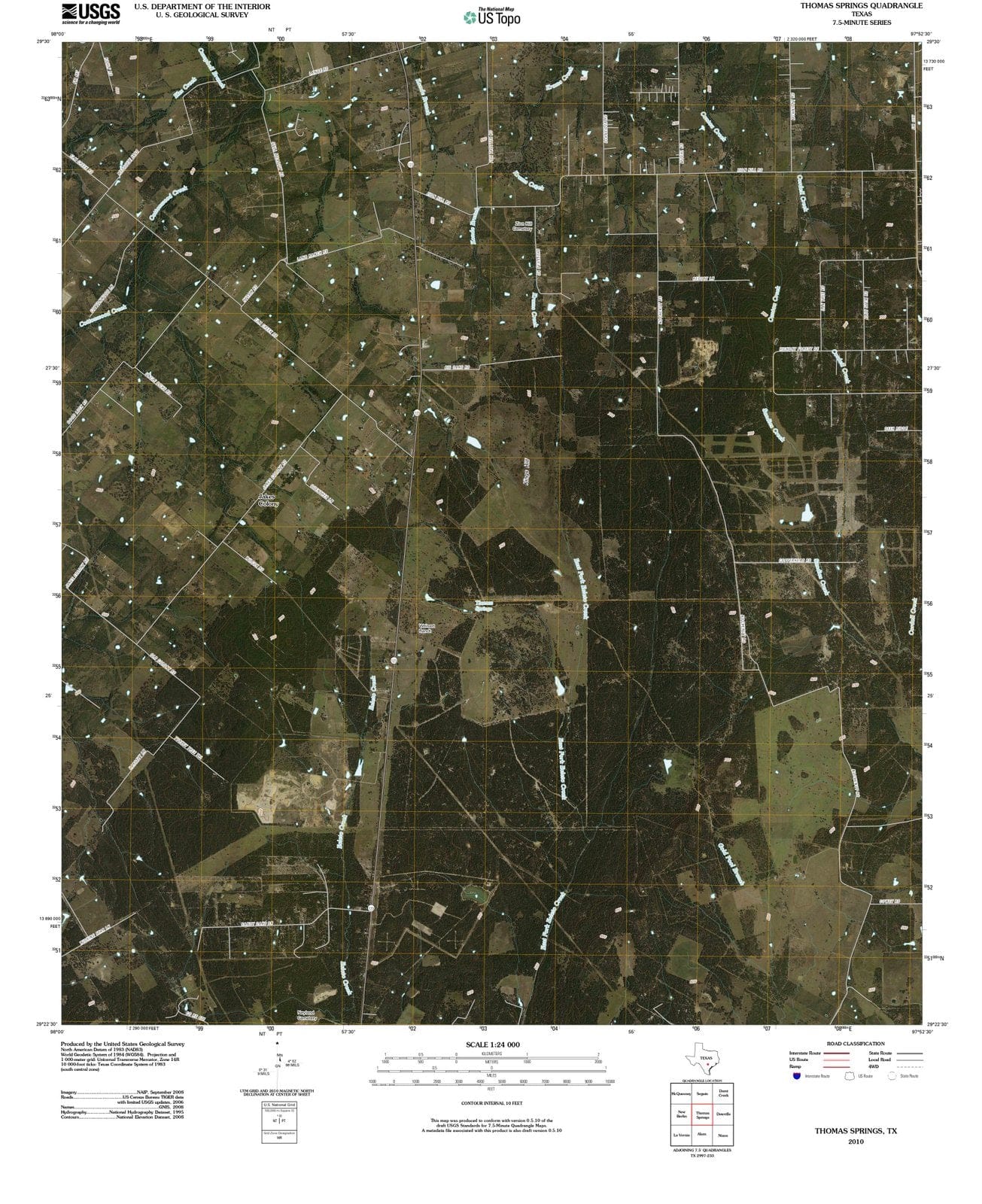 2010 Thomas Springs, TX - Texas - USGS Topographic Map