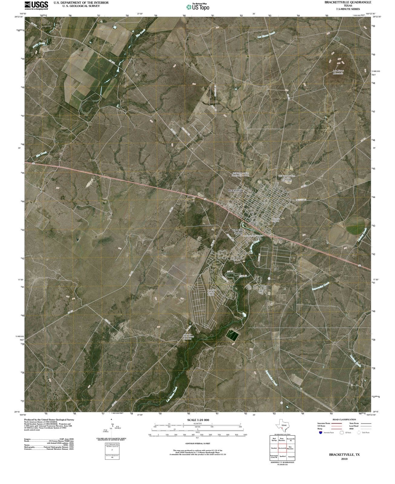 2010 Brackettville, TX - Texas - USGS Topographic Map